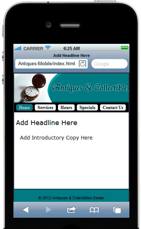Product picture Antiques Mobile Site Template 