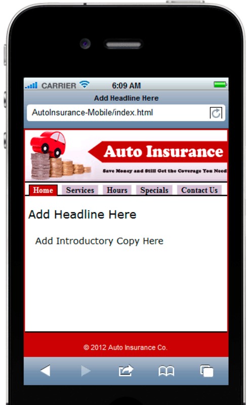 Product picture Auto Insurance Mobile Site Template 